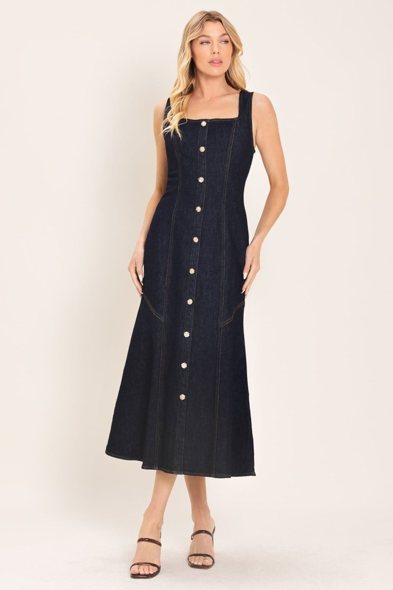 CHELSEA DENIM MIDI DRESS - Demented Sisters