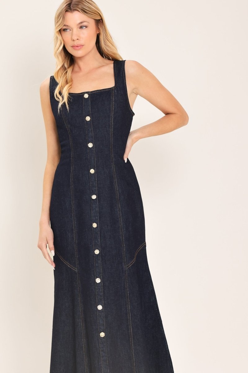 CHELSEA DENIM MIDI DRESS - Demented Sisters