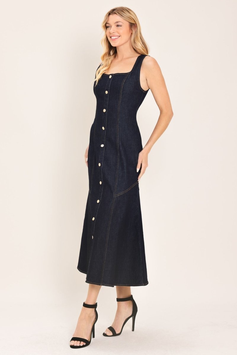 CHELSEA DENIM MIDI DRESS - Demented Sisters