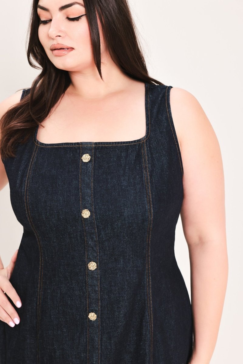 CHELSEA DENIM MIDI DRESS - Demented Sisters