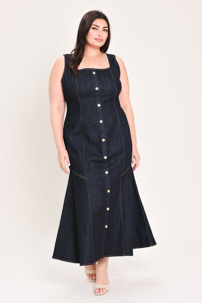 CHELSEA DENIM MIDI DRESS - Demented Sisters