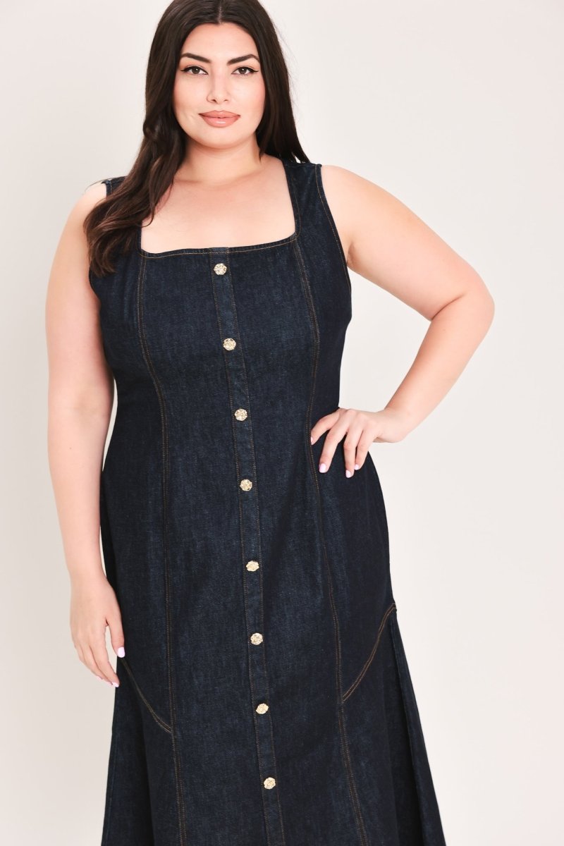 CHELSEA DENIM MIDI DRESS - Demented Sisters