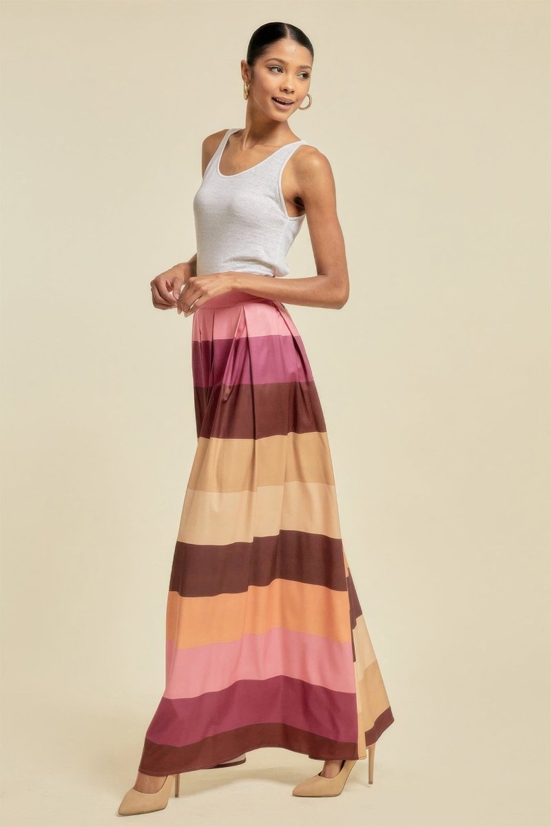 Color Block Maxi Skirt With Pockets - Demented Sisters