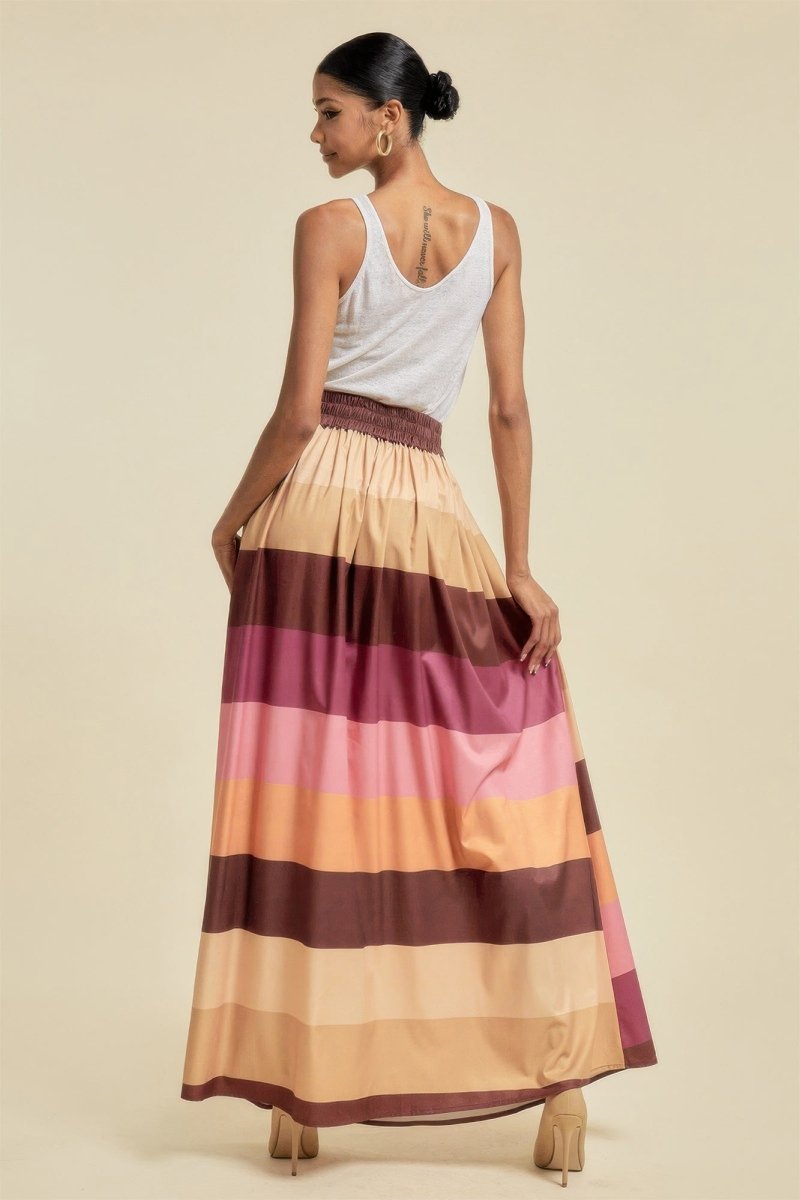 Color Block Maxi Skirt With Pockets - Demented Sisters