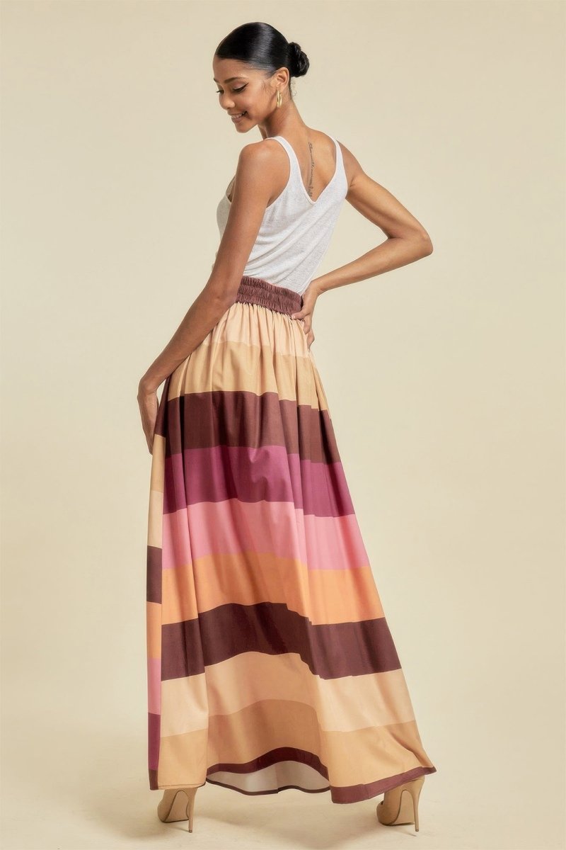 Color Block Maxi Skirt With Pockets - Demented Sisters