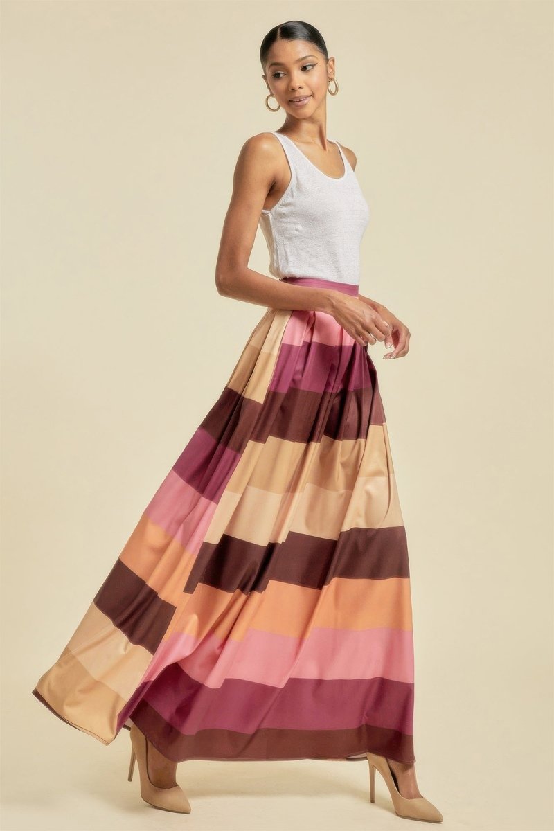 Color Block Maxi Skirt With Pockets - Demented Sisters