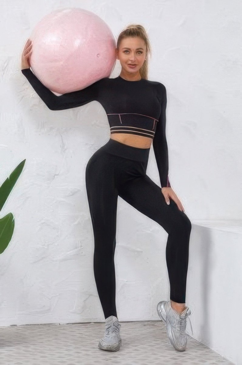 Color Block Two Piece Yoga Set - Demented Sisters