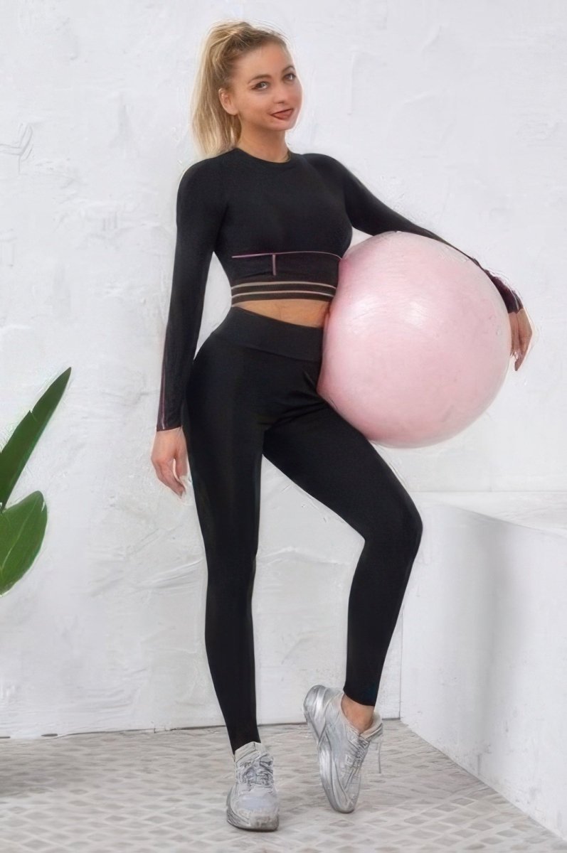 Color Block Two Piece Yoga Set - Demented Sisters