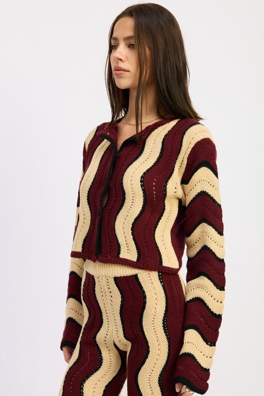 CONTRAST SWEATER CARDIGAN WITH COVERED BUTTONS - Demented Sisters