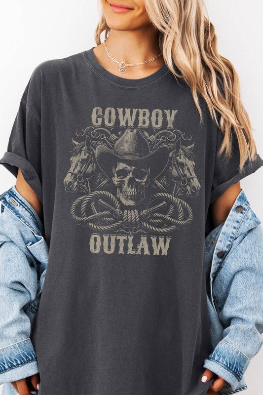 Cowboy Outlaw Western Halloween, Garment Dye Tee - Demented Sisters