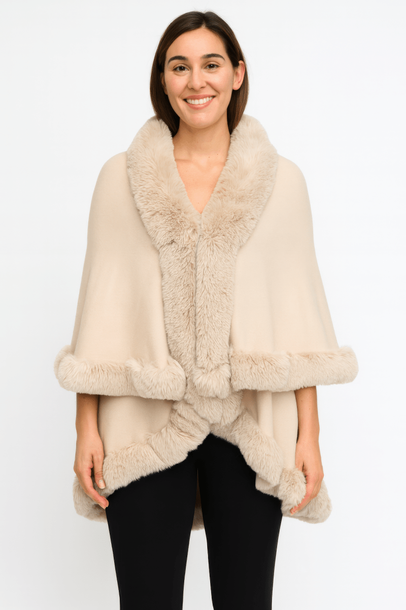 Crimson Elegance Faux Fur Trim Cape - Demented Sisters