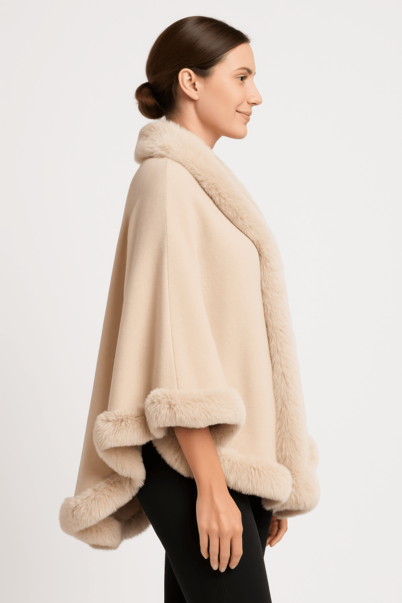 Crimson Elegance Faux Fur Trim Cape - Demented Sisters