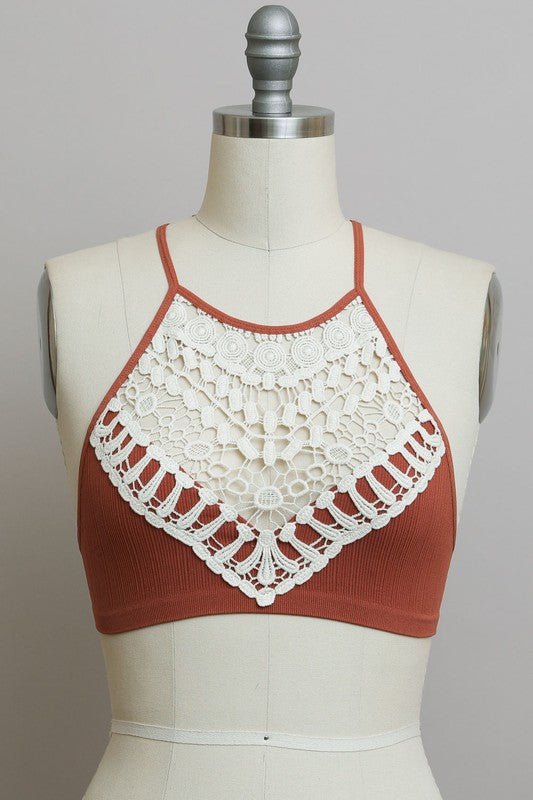 Crochet Lace High Neck Bralette - Demented Sisters