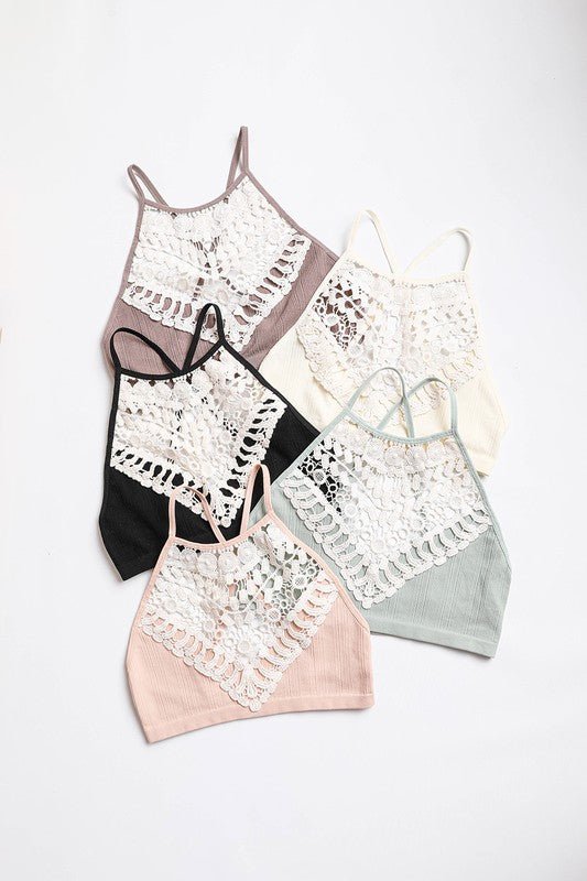 Crochet Lace High Neck Bralette - Demented Sisters