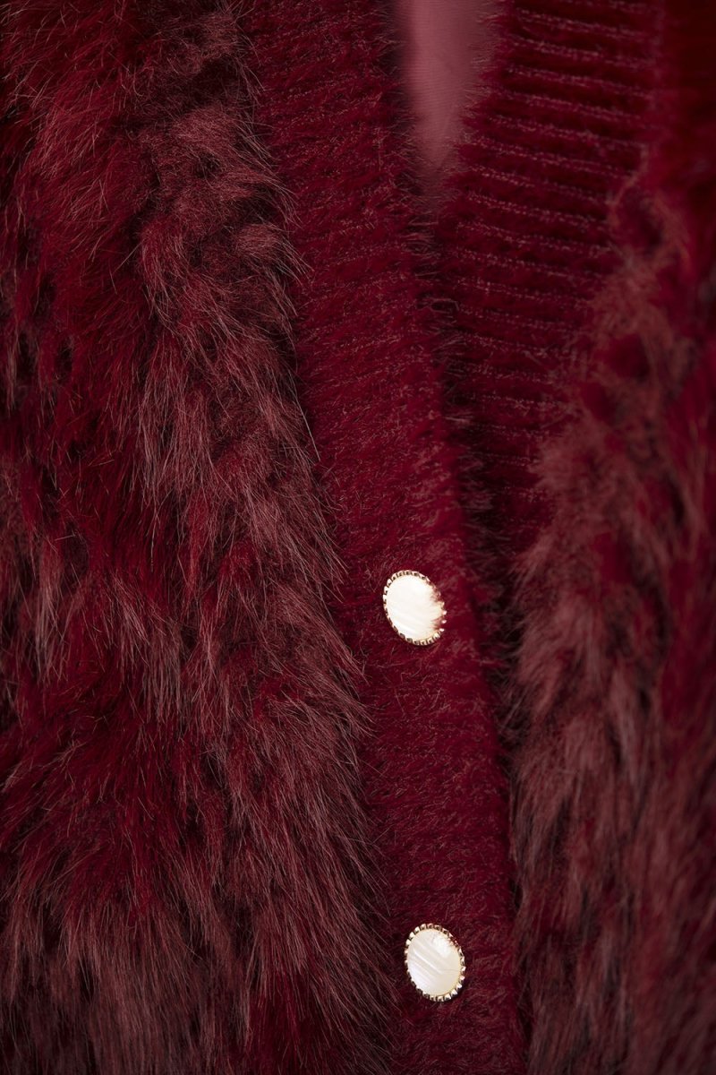 Cropped Jacket in burgundy in fine fur - Demented Sisters