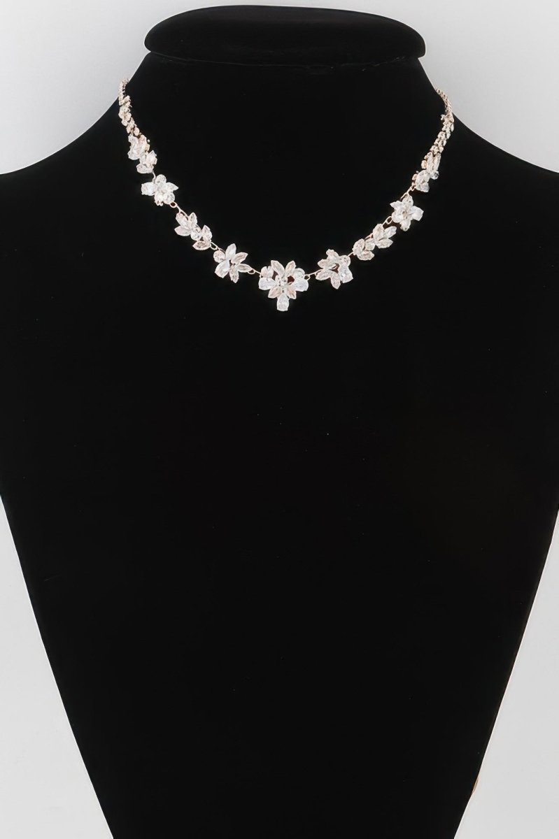 Crystal Flower Charm Necklace - Demented Sisters