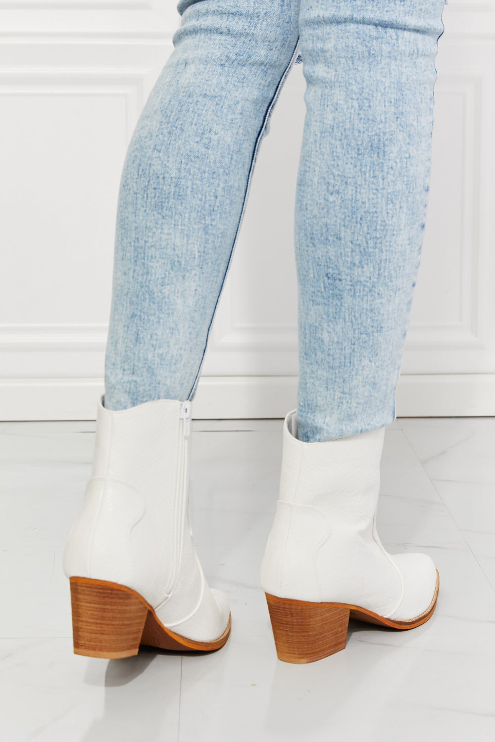 MMShoes Watertower Town Faux Leather Western Ankle Boots in White - Demented Sisters