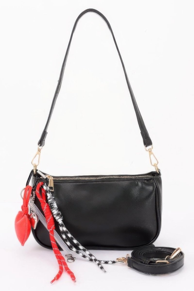 Decorative Charm Accent Shoulder Bag - Demented Sisters