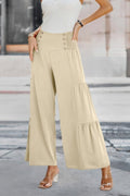 Elastic High Waist Wide Leg Long Palazzo Pants - Demented Sisters