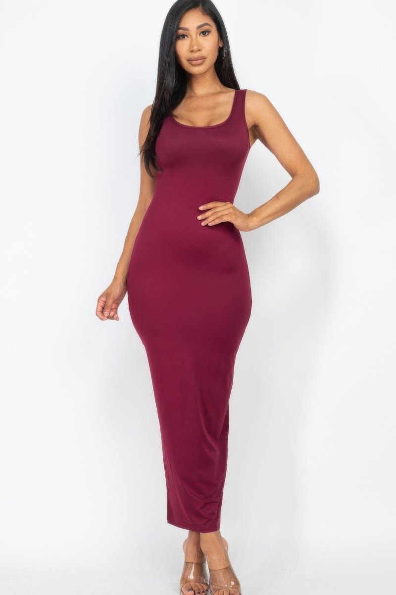 Solid Basic Maxi Dress – Flattering Stretch Fit for Day or Night - Demented Sisters