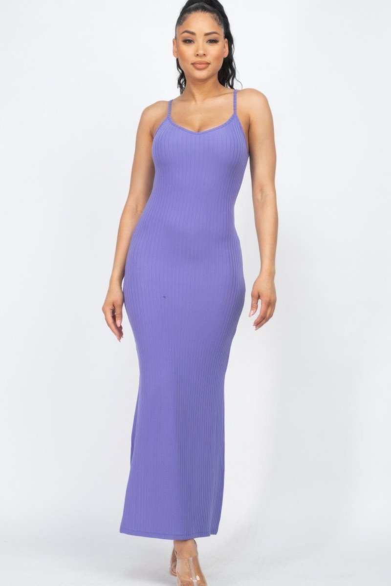 Ribbed Side Slit Long Cami Dress – Soft Stretch Bodycon Staple - Demented Sisters