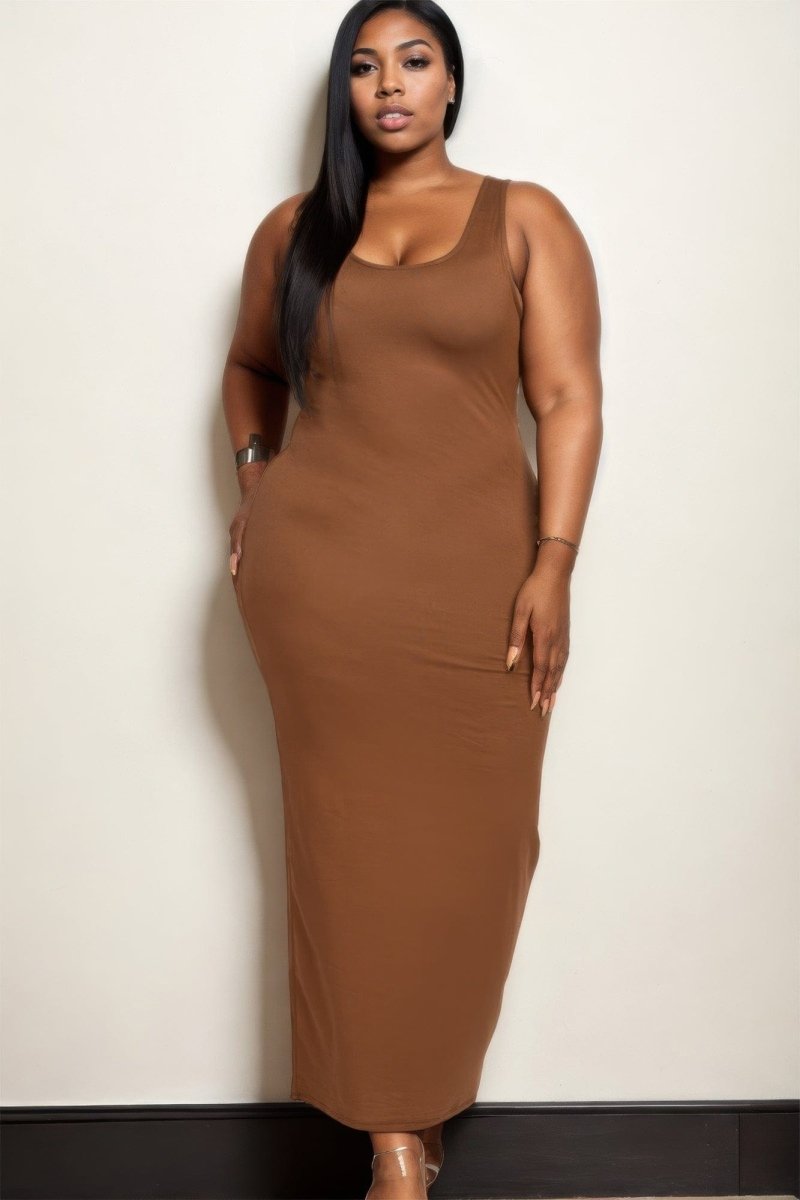 Curve - Hugging Plus Size Maxi Dress – Soft Jersey in 14 Bold Colors - Demented Sisters