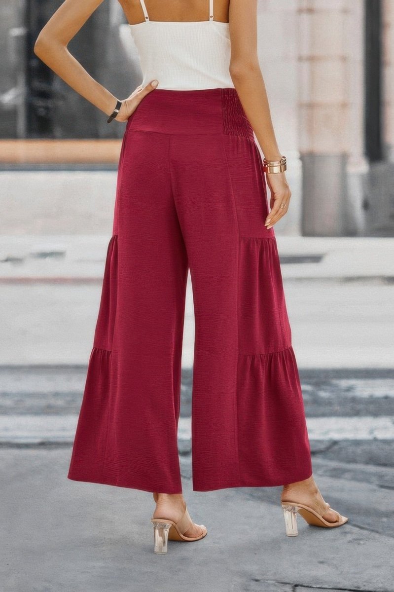 Elastic High Waist Wide Leg Long Palazzo Pants - Demented Sisters
