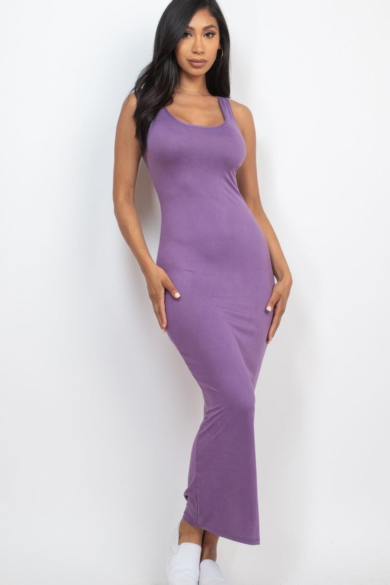 Solid Basic Maxi Dress – Flattering Stretch Fit for Day or Night - Demented Sisters