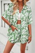 Allover Print Elastic Shorts Two Pieces Button Set - Demented Sisters
