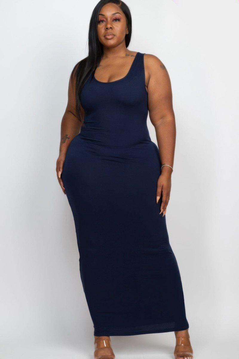 Curve - Hugging Plus Size Maxi Dress – Soft Jersey in 14 Bold Colors - Demented Sisters