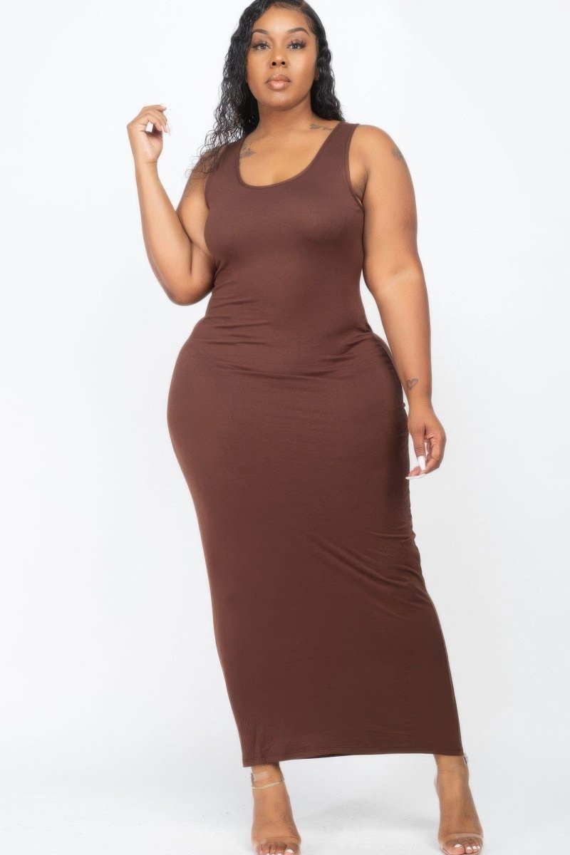 Curve - Hugging Plus Size Maxi Dress – Soft Jersey in 14 Bold Colors - Demented Sisters
