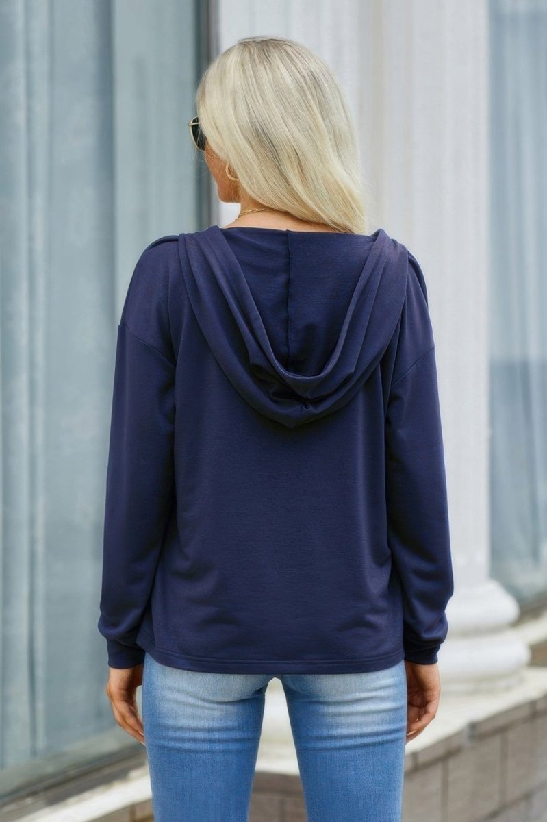 Solid Lace Trim Long Sleeve Loose Hoodie - Demented Sisters