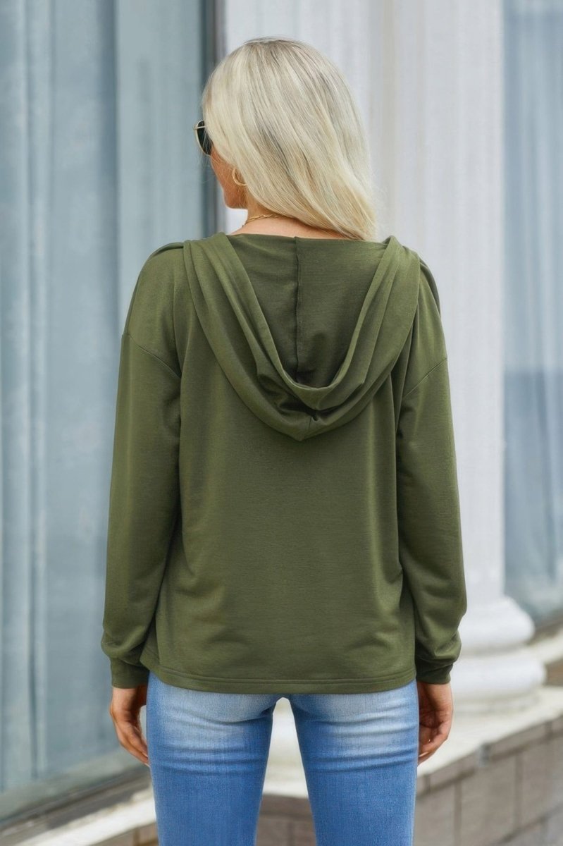 Solid Lace Trim Long Sleeve Loose Hoodie - Demented Sisters