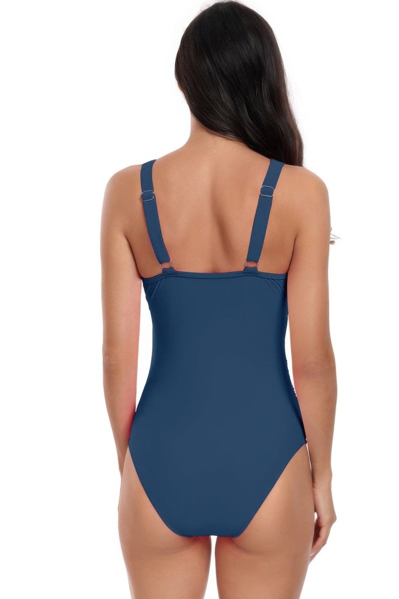 Deep V - Neck One - Piece Swimsuit with Lace Trim – Sculpting & Flirty Fit - Demented Sisters