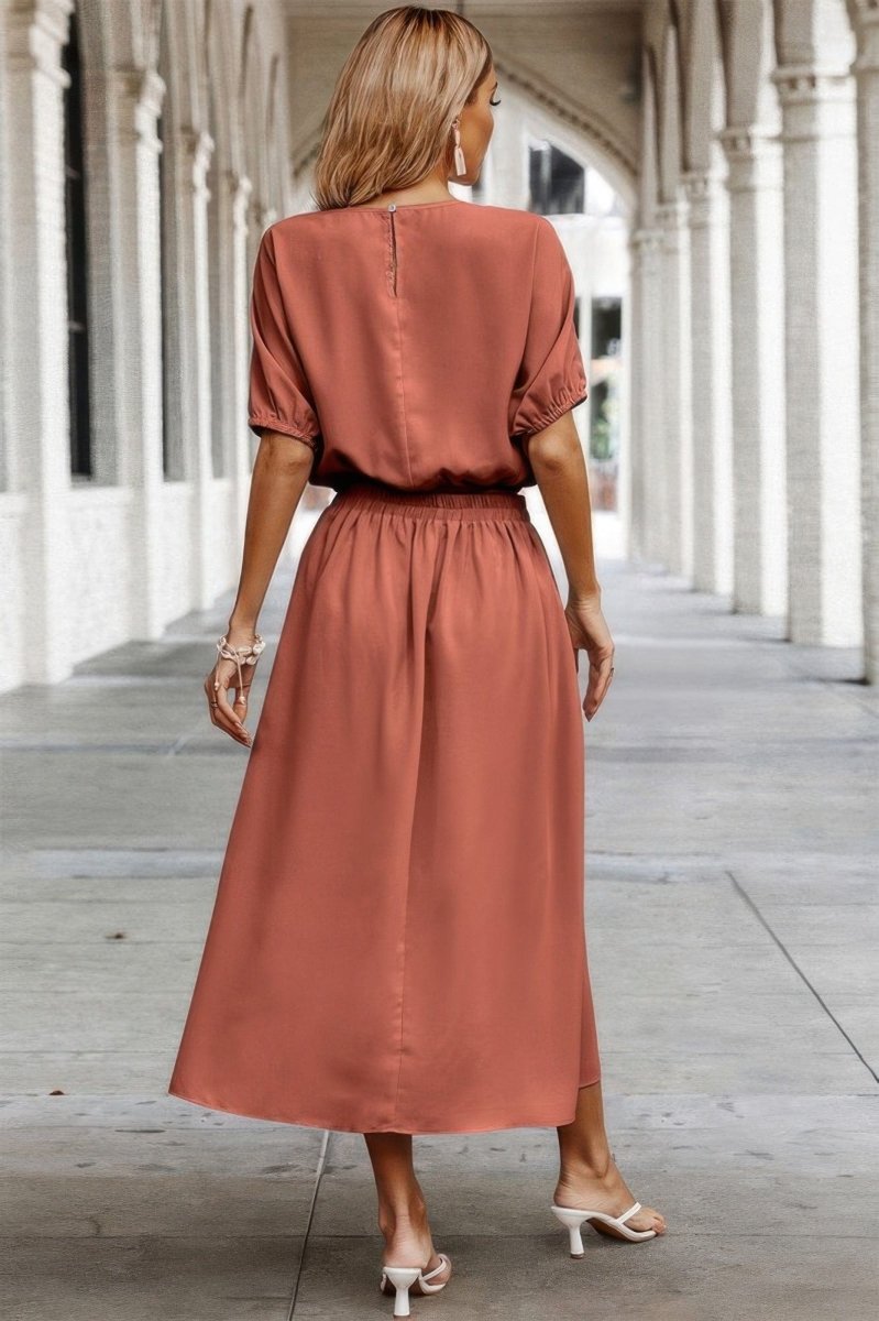 Two Pieces Solid Color Loose Puff Sleeve Pleated Shirt - Demented Sisters
