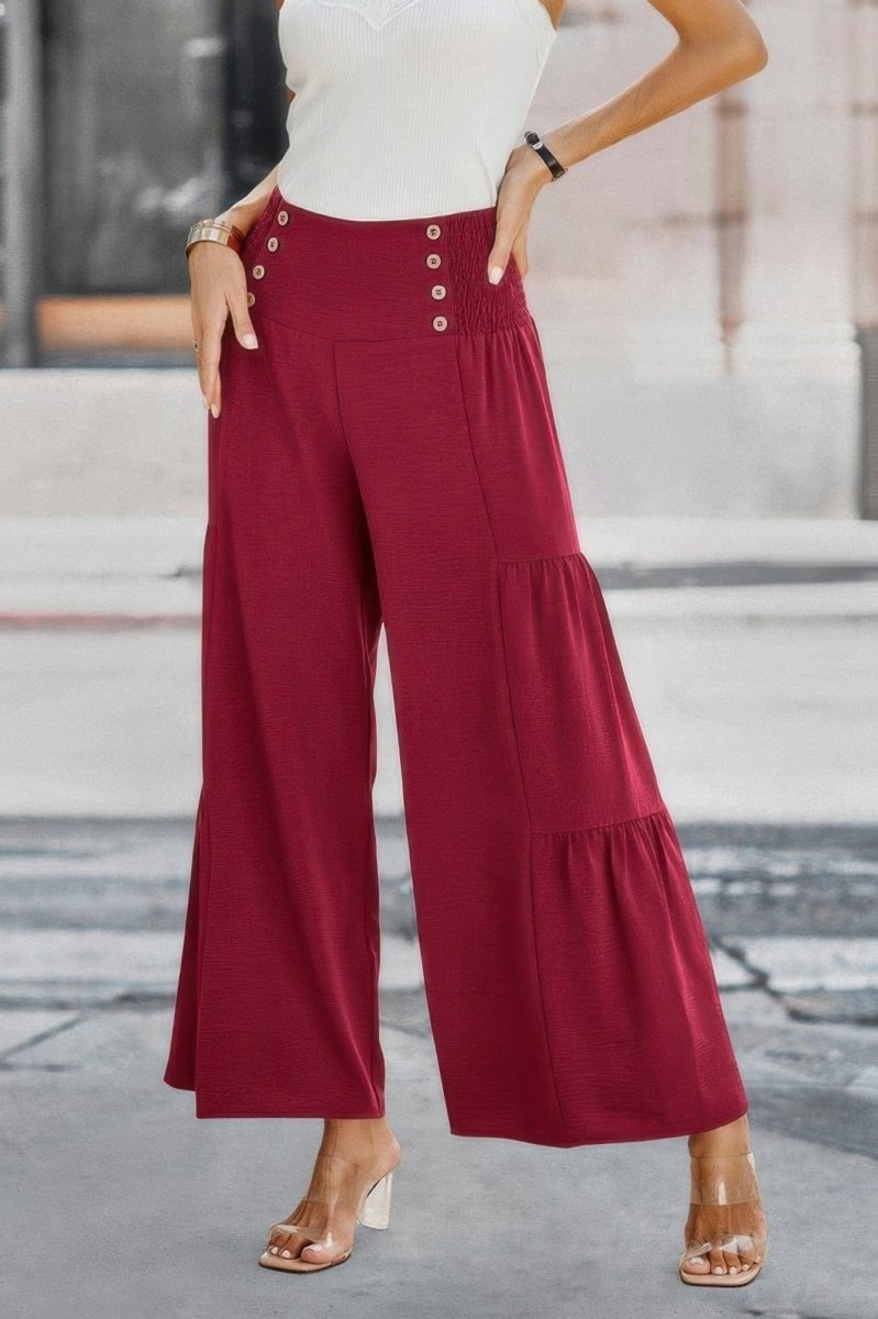 Elastic High Waist Wide Leg Long Palazzo Pants - Demented Sisters