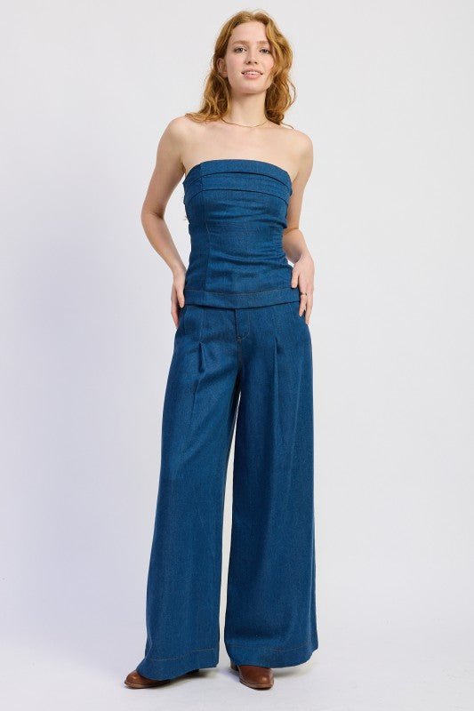 DENIM TUBE TOP WITH TIE BACK - Demented Sisters