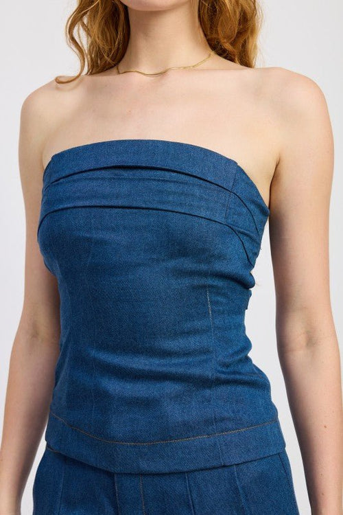DENIM TUBE TOP WITH TIE BACK - Demented Sisters