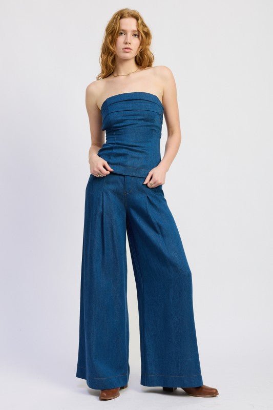 DENIM TUBE TOP WITH TIE BACK - Demented Sisters