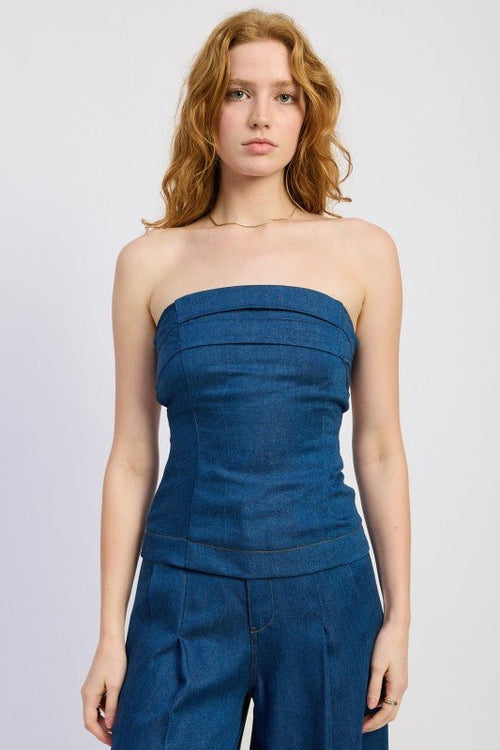 DENIM TUBE TOP WITH TIE BACK - Demented Sisters