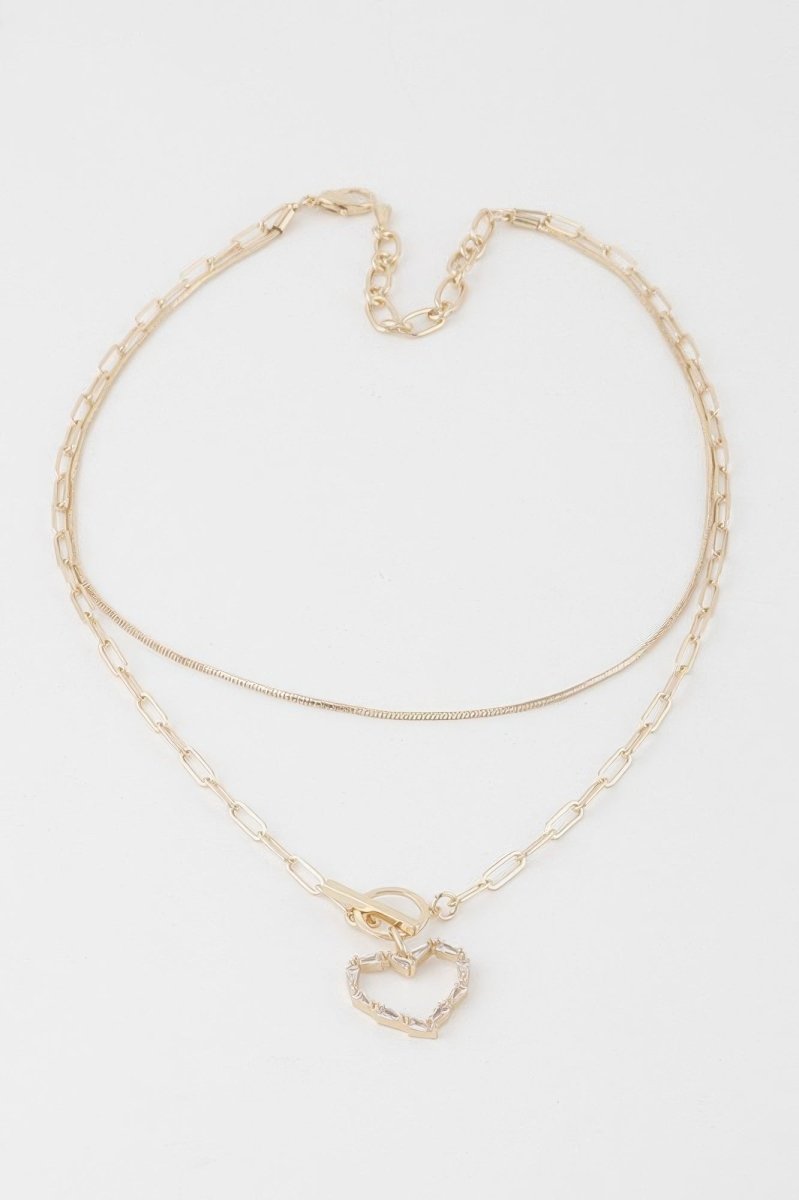 Double Heart Toggle Chain Necklace - Demented Sisters