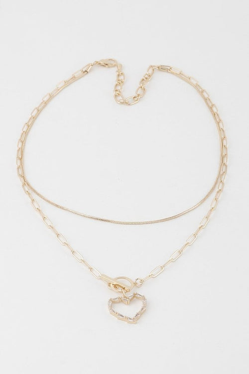 Double Heart Toggle Chain Necklace - Demented Sisters