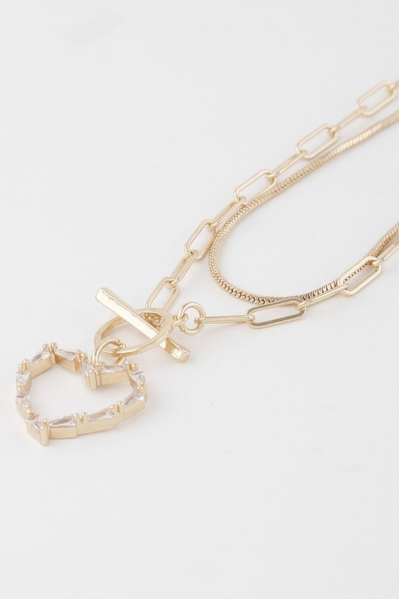 Double Heart Toggle Chain Necklace - Demented Sisters