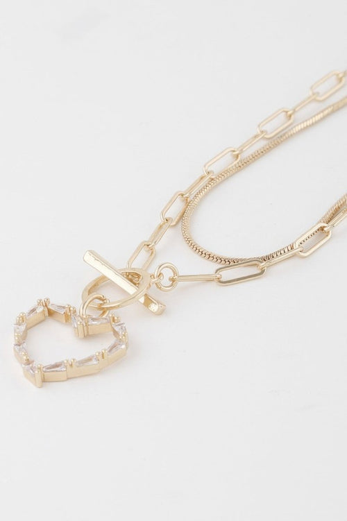 Double Heart Toggle Chain Necklace - Demented Sisters