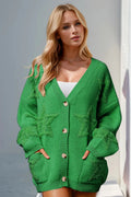 Double Take Full Size Button Up Star Pattern Cardigan - Demented Sisters