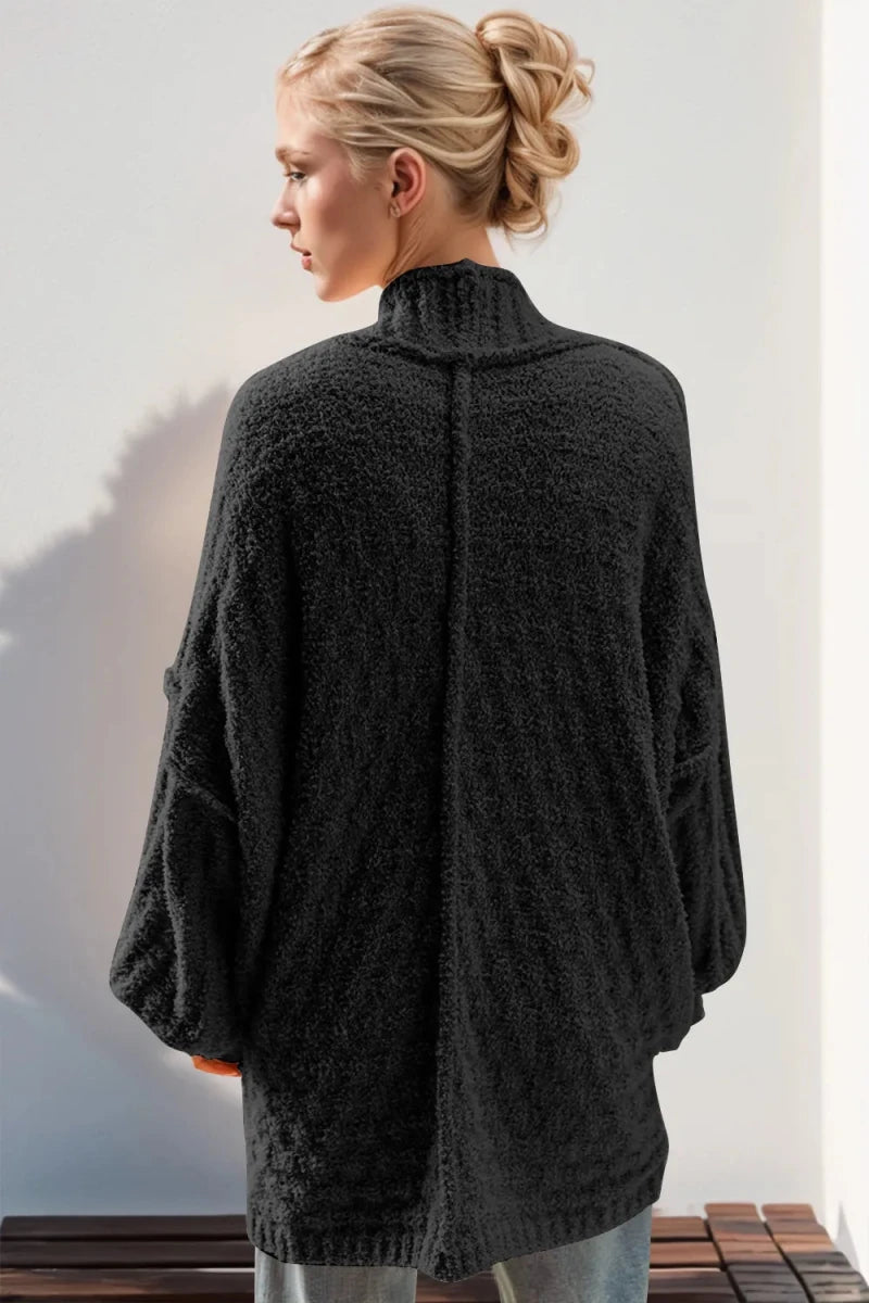 Double Take Full Size Open Front Long Sleeve Cardigan - Demented Sisters
