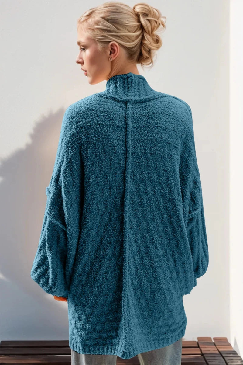 Double Take Full Size Open Front Long Sleeve Cardigan - Demented Sisters