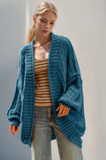 Double Take Full Size Open Front Long Sleeve Cardigan - Demented Sisters