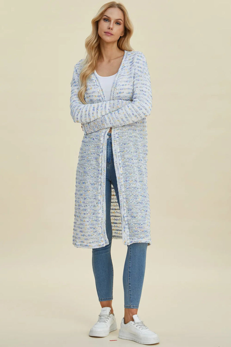 Double Take Full Size Open Front Longline Cardigan - Demented Sisters