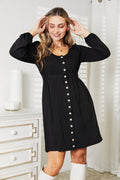 Double Take Scoop Neck Empire Waist Long Sleeve Magic Dress - Demented Sisters